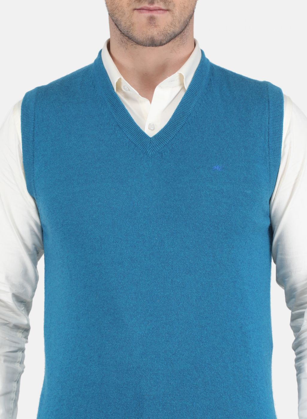 Men Blue Solid Sweater