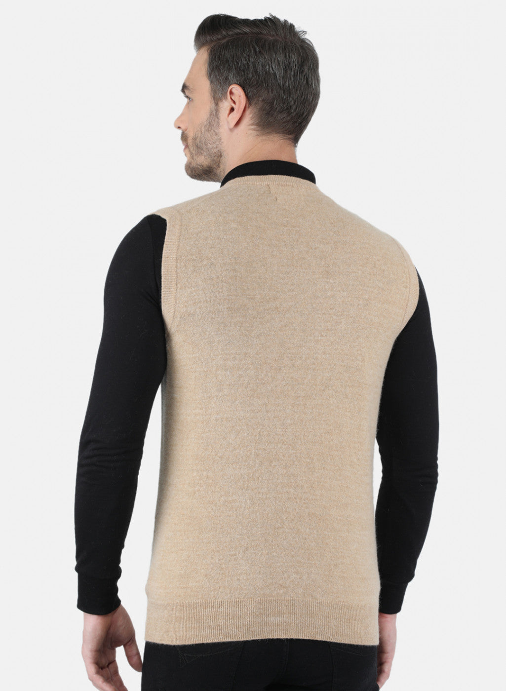 Men Beige Solid Sweater