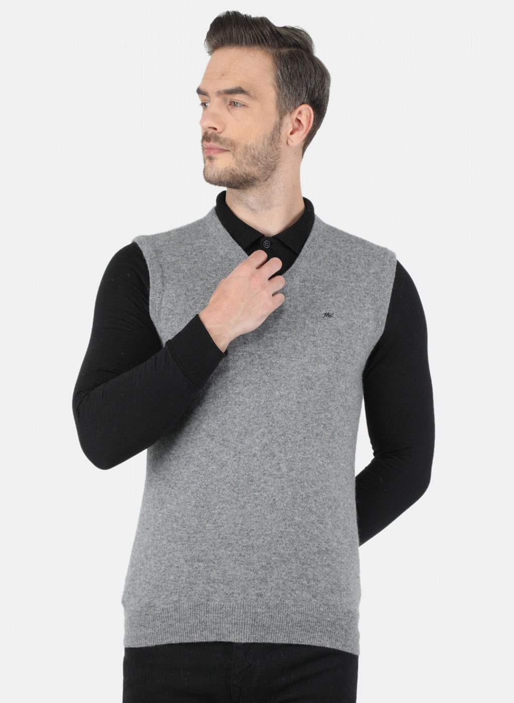 Men Grey Solid Sweater