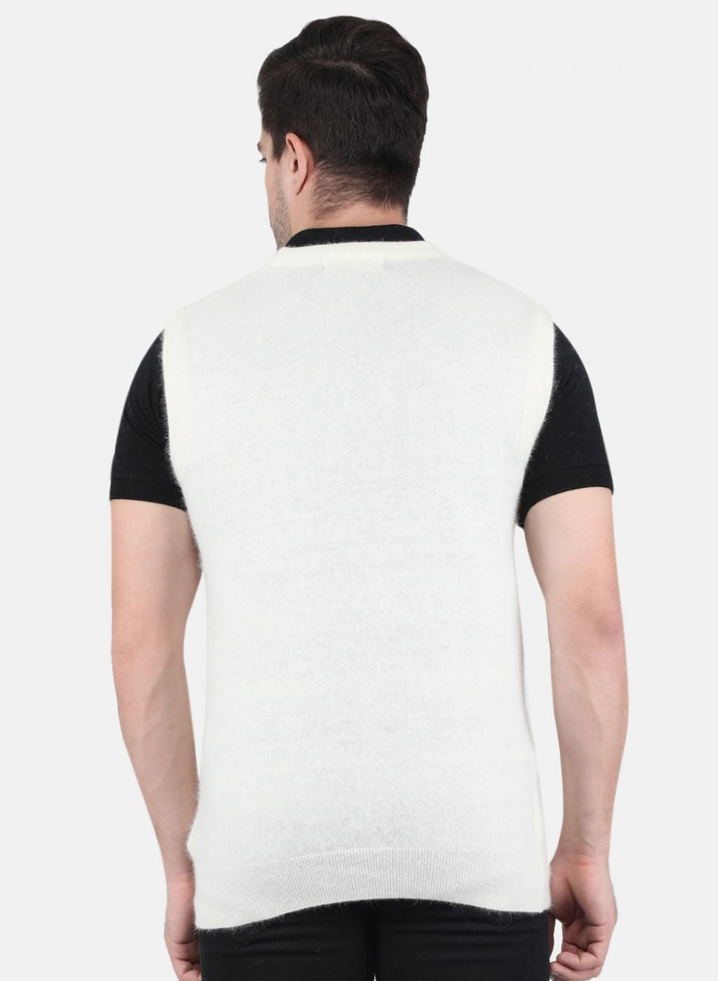 Men White Solid Sweater