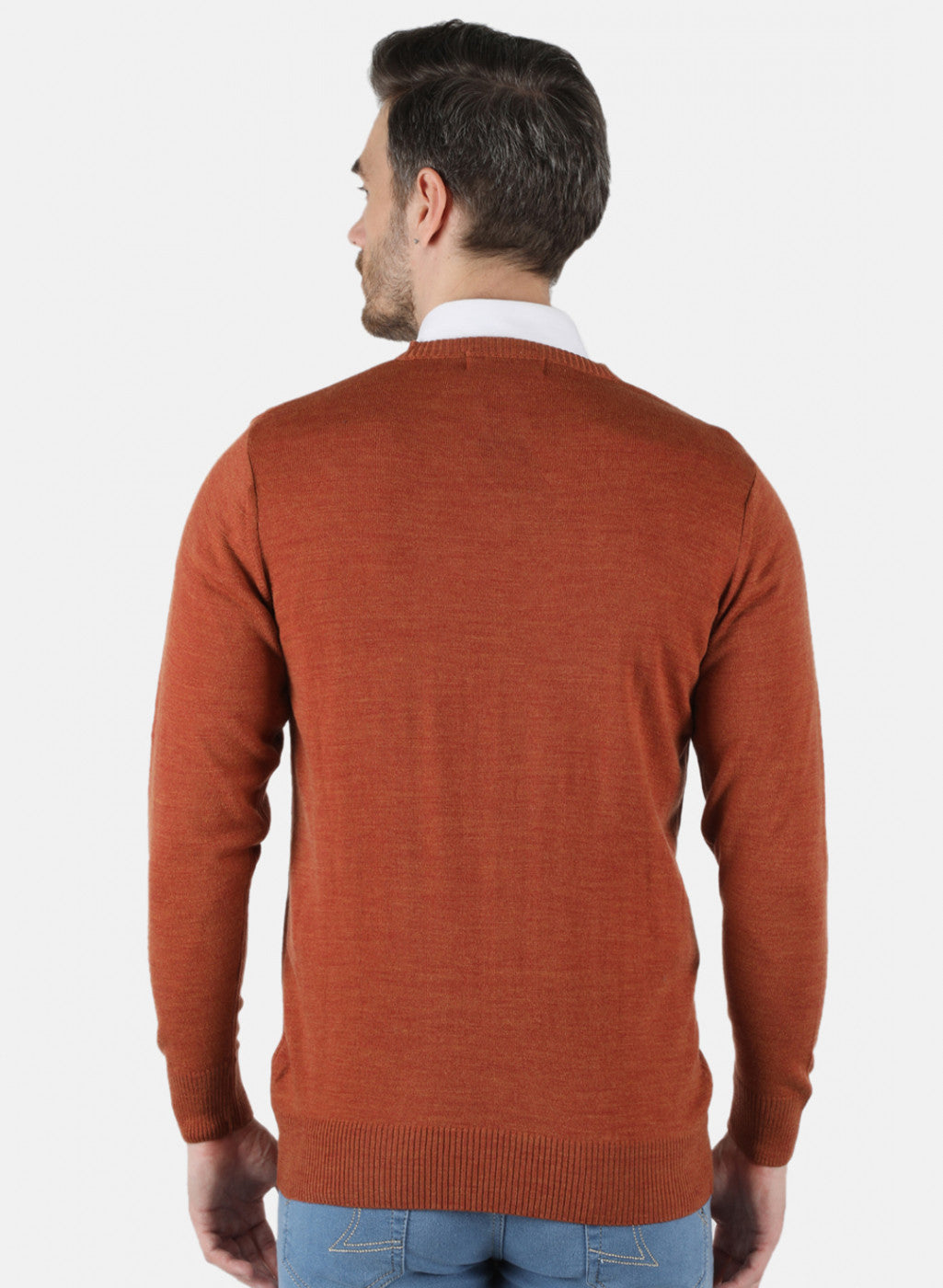 Men Orange Solid Pullover