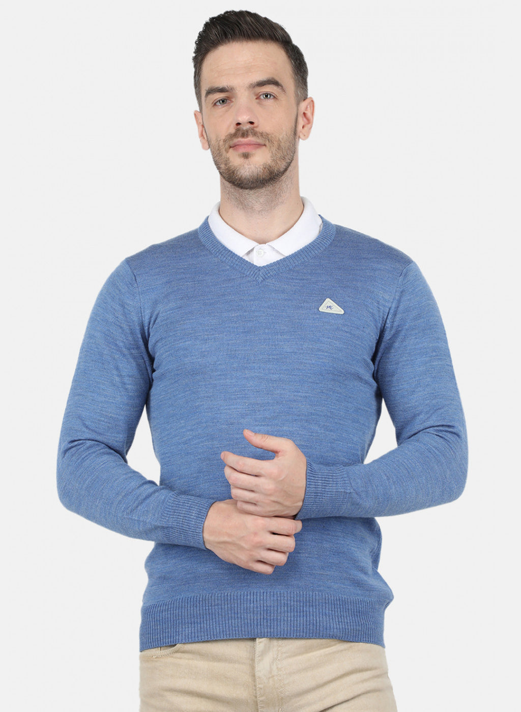 Men Blue Solid Pullover