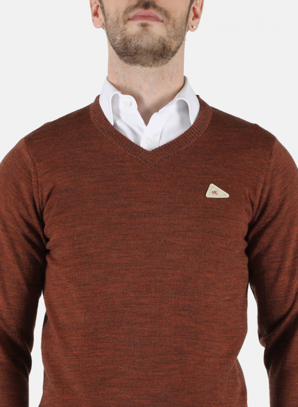 Men Brown Solid Pullover