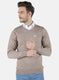 Men Beige Solid Pullover