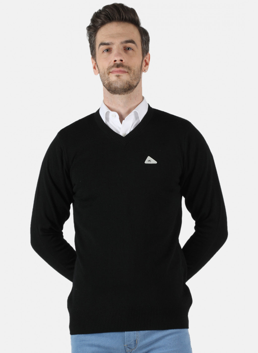 Men Black Solid Pullover