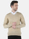 Men Beige Solid Pullover