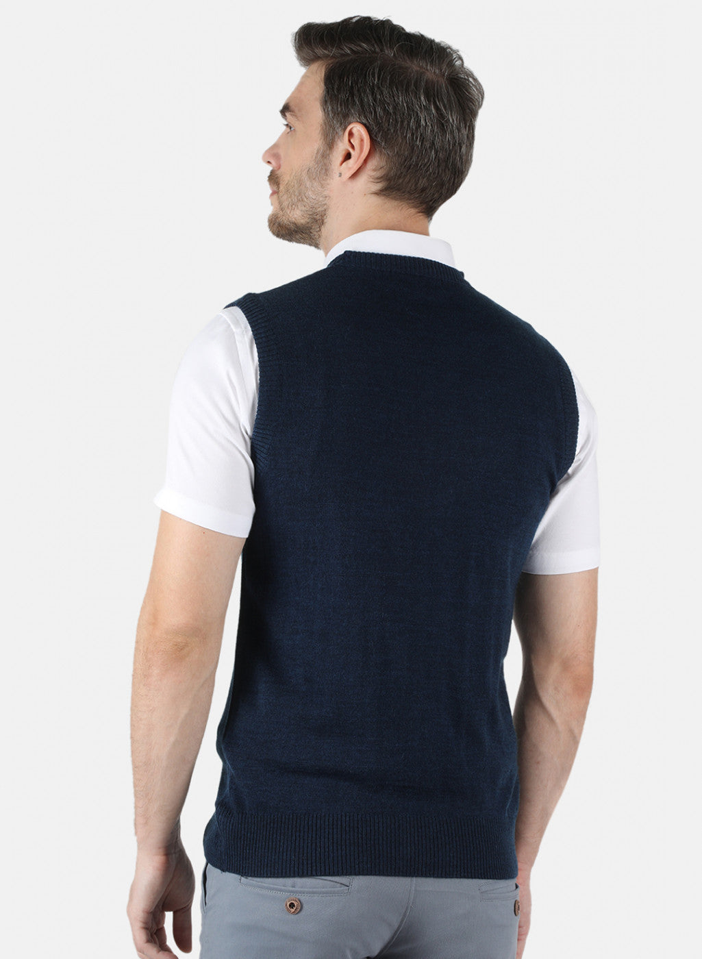 Men NAvy Blue Solid Sweater