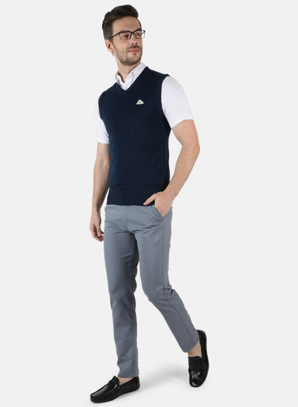 Men NAvy Blue Solid Sweater