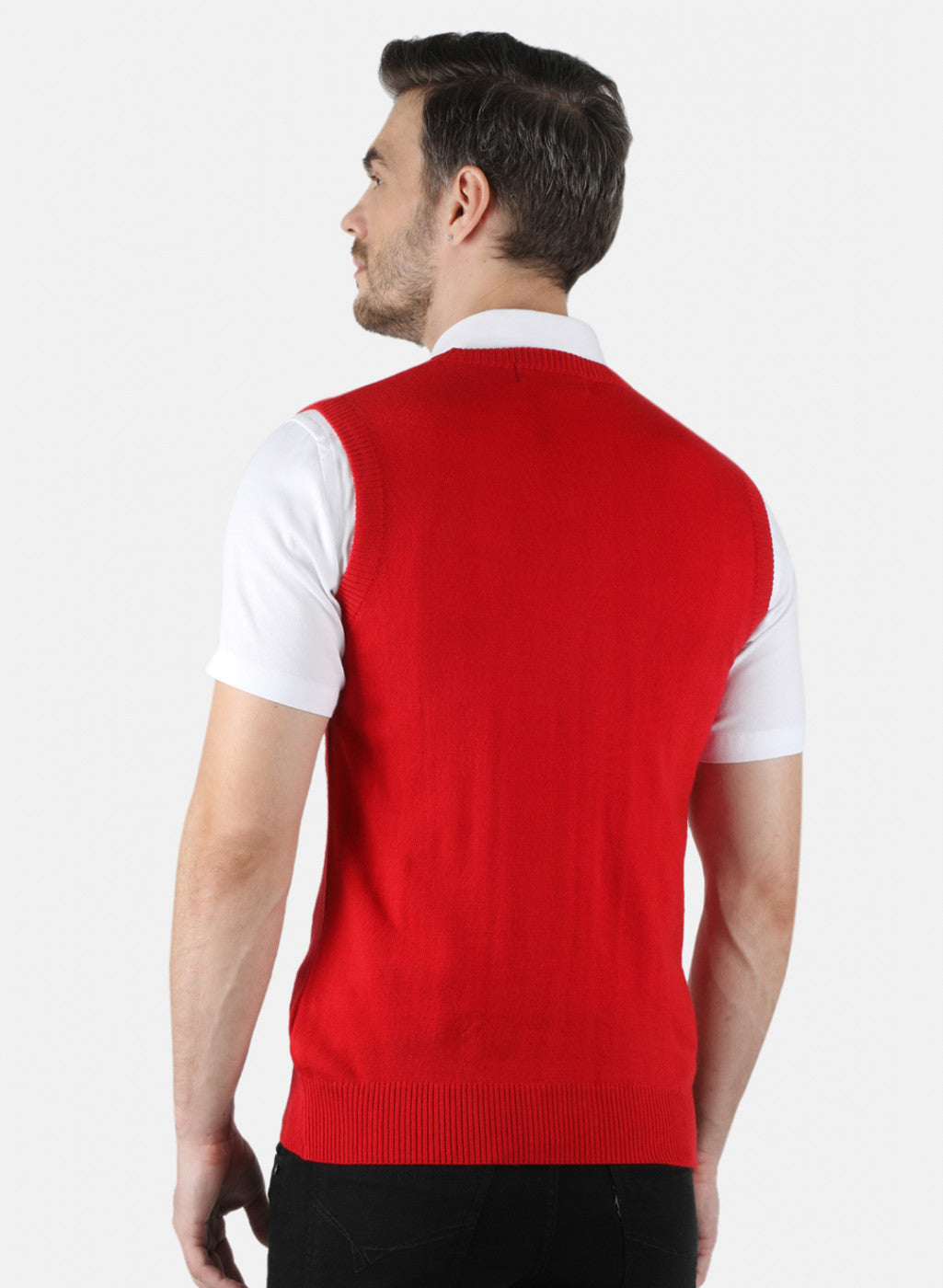 Men Red Solid Sweater