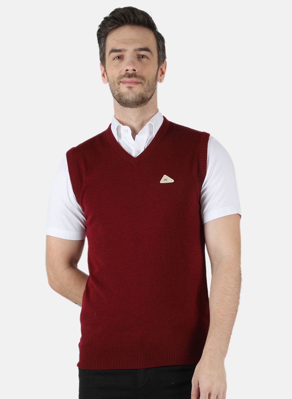 Men Maroon Solid Sweater