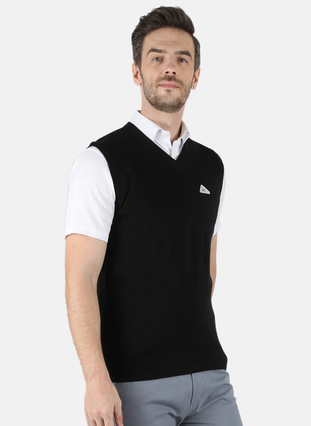 Men Black Solid Sweater