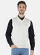 Men Off White Solid Sweater