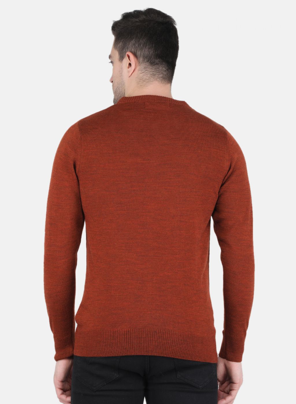 Men Brown Solid Pullover
