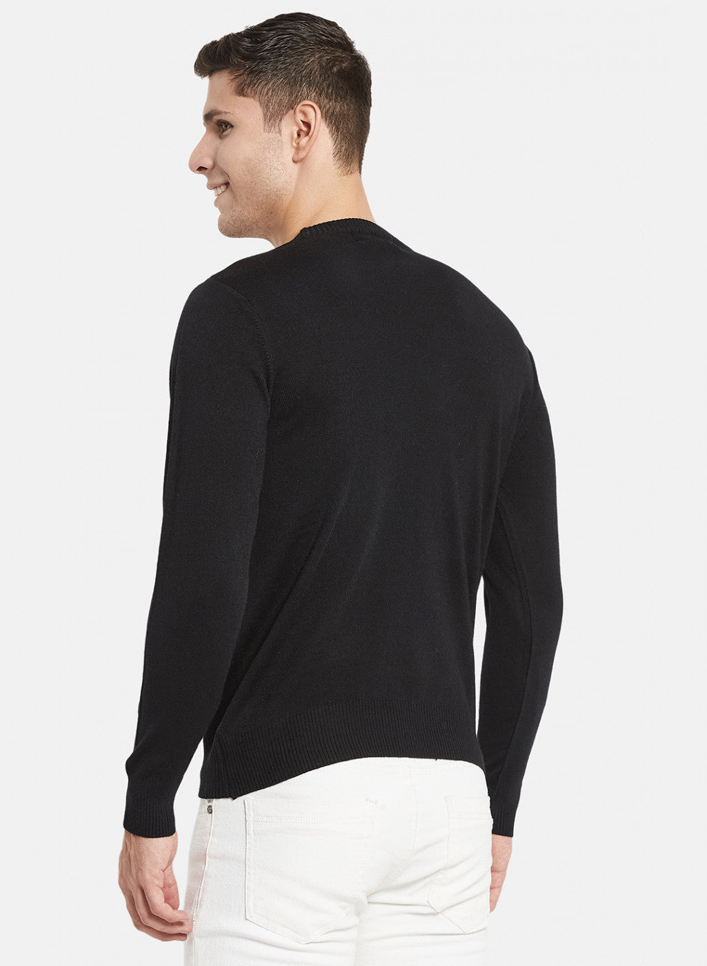 Men Black Solid Pullover