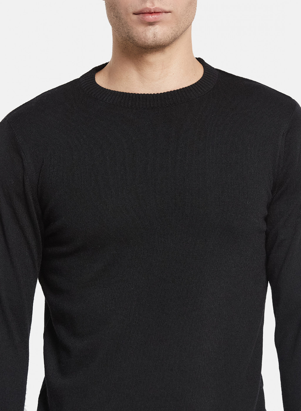 Men Black Solid Pullover