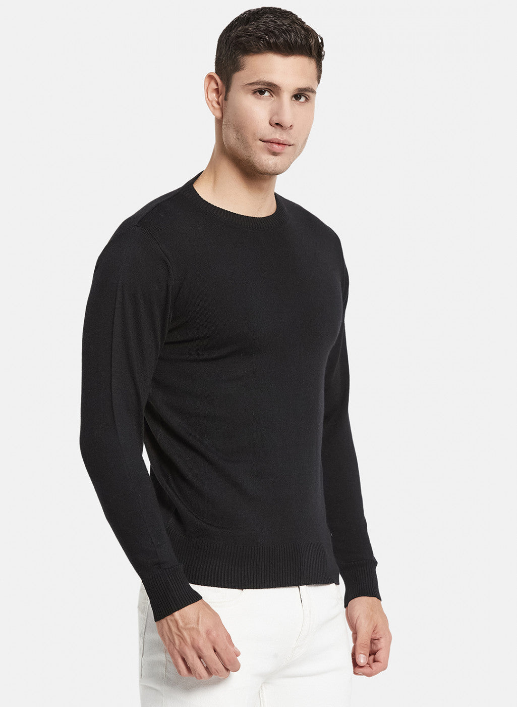 Men Black Solid Pullover
