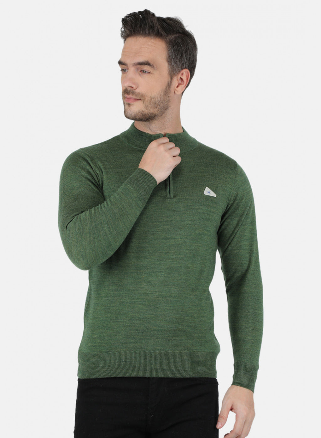 Men Olive Solid Pullover