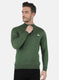 Men Olive Solid Pullover
