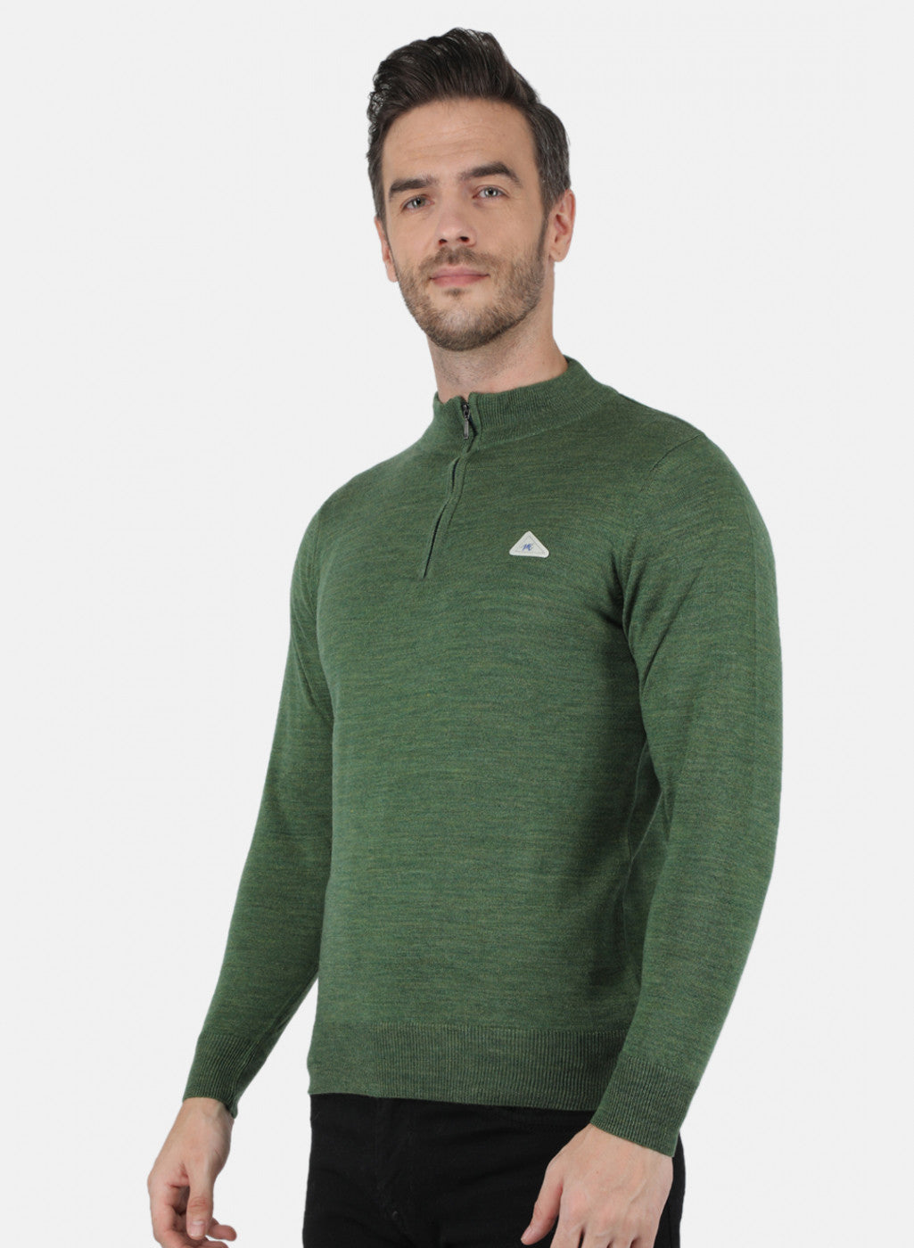Men Olive Solid Pullover
