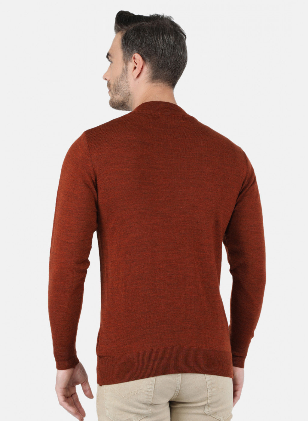 Men Brown Solid Pullover