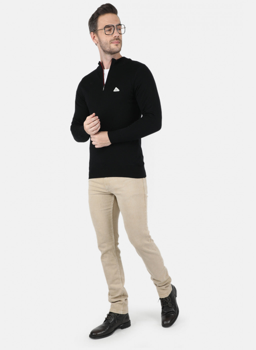Men Black Solid Pullover