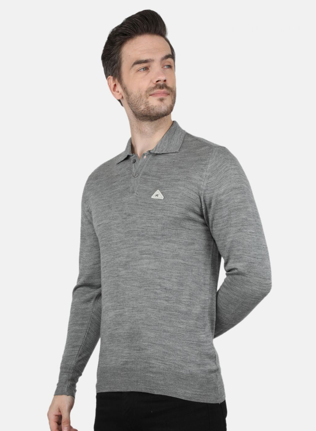 Men Grey Solid T-Shirt