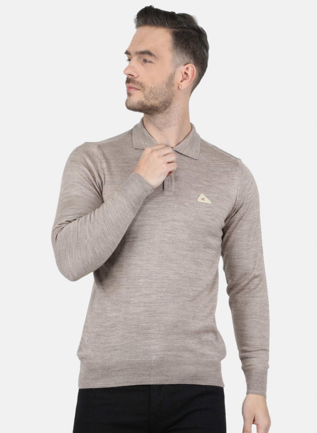 Men Beige Solid T-Shirt