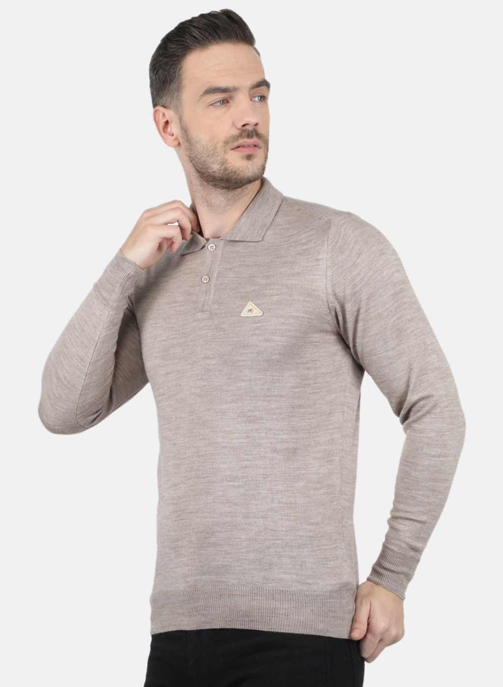 Men Beige Solid T-Shirt