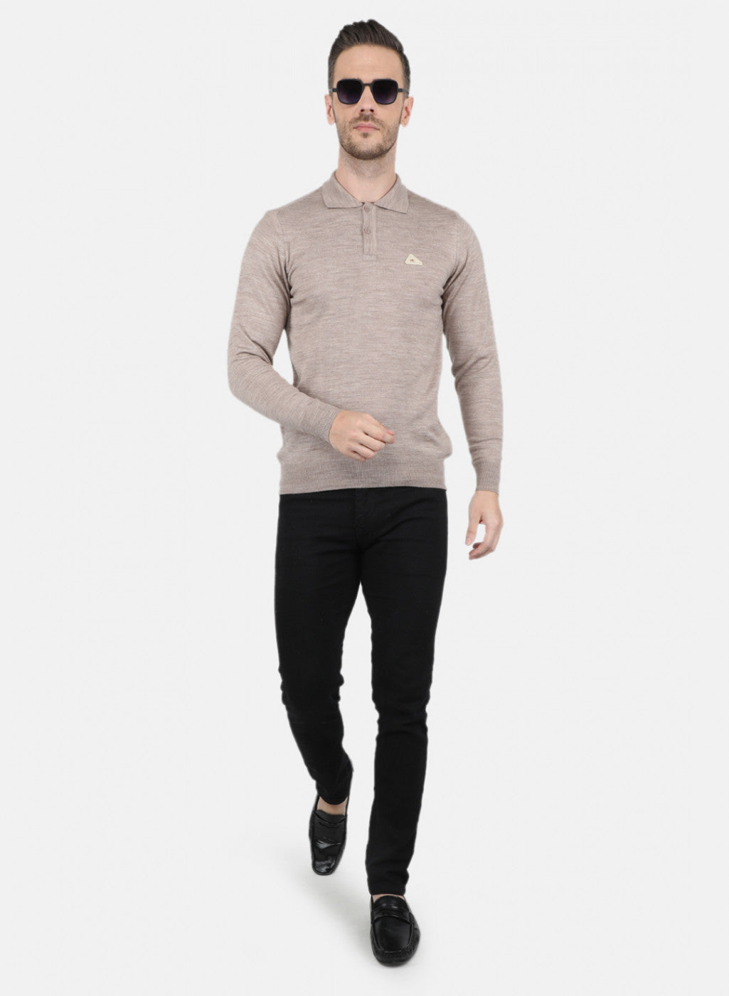 Men Beige Solid T-Shirt