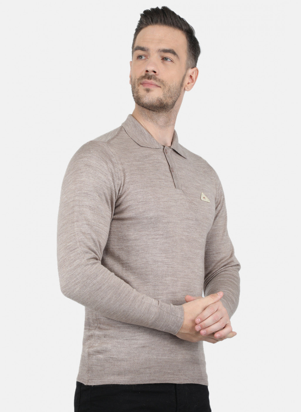 Men Beige Solid T-Shirt