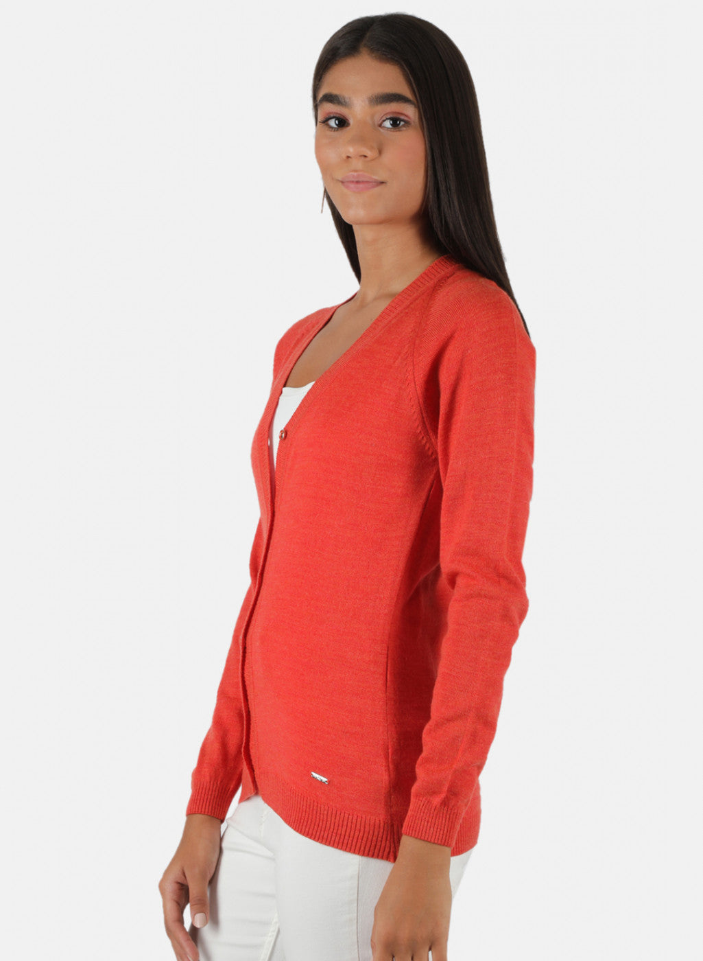 Women Orange Solid Cardigan