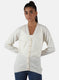 Women Off White Solid Cardigan
