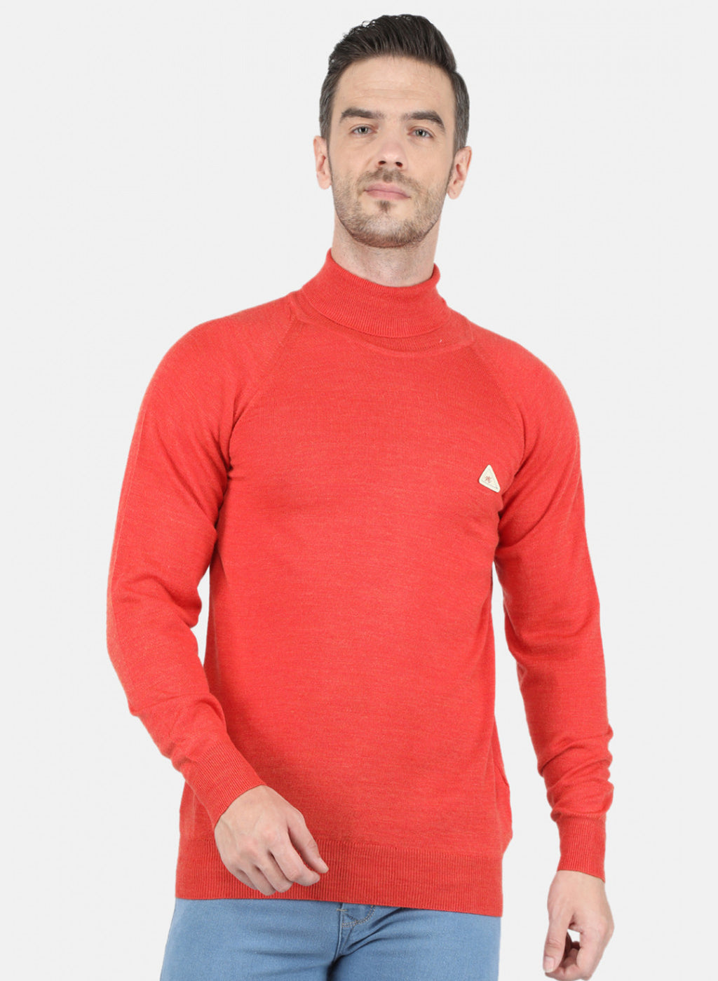 Men Orange Solid Pullover