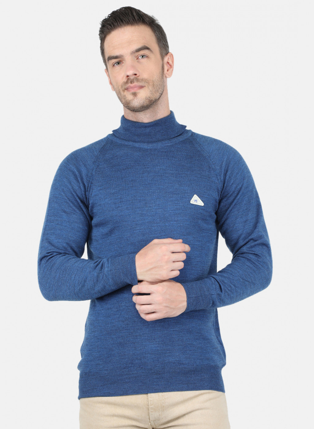 Men Blue Solid Pullover