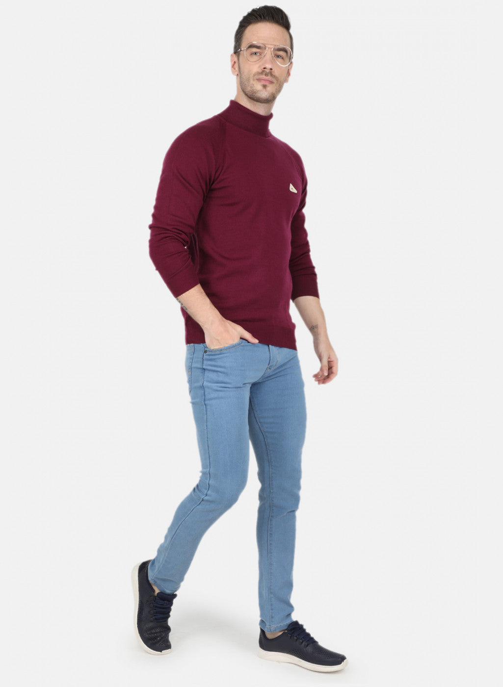 Men Purple Solid Pullover