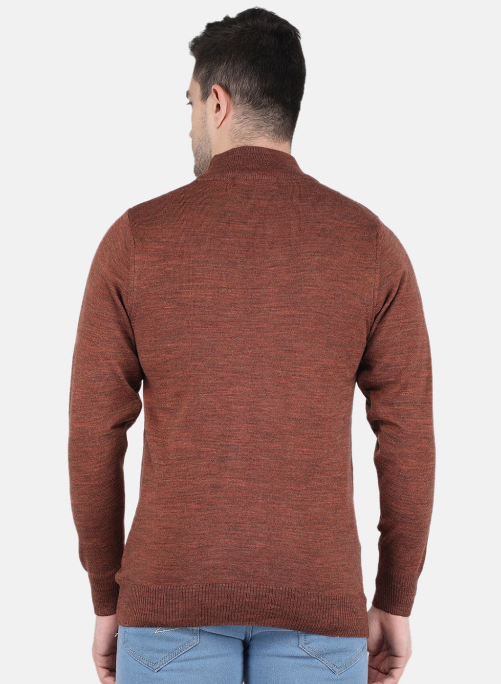 Men Brown Solid Pullover