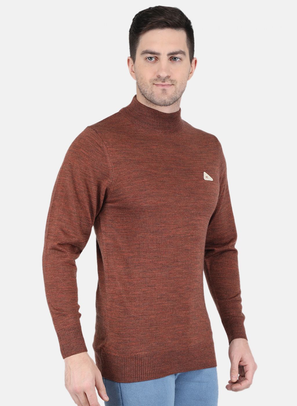 Men Brown Solid Pullover