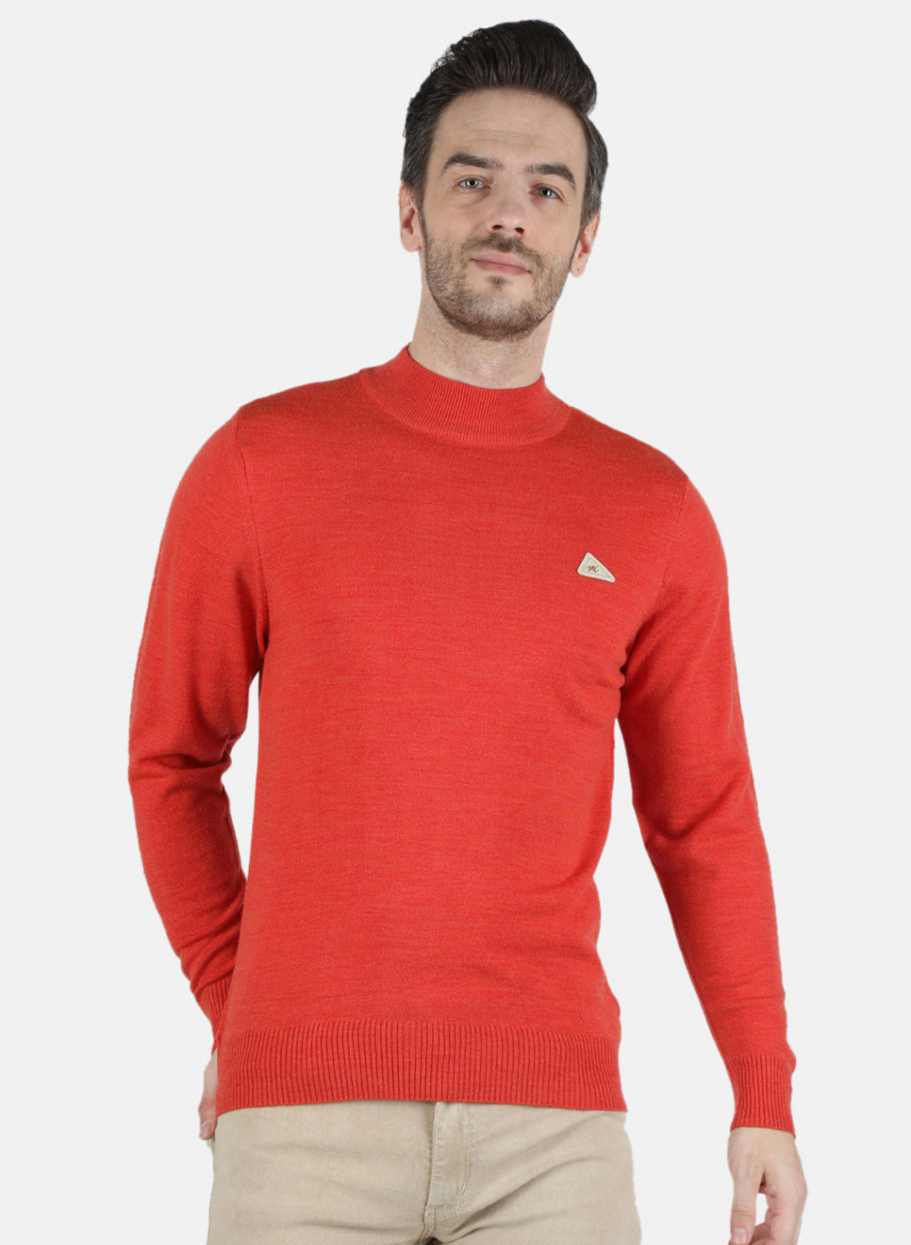 Men Orange Solid Pullover