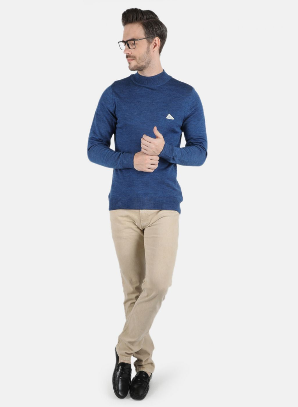 Men Blue Solid Pullover