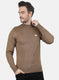 Men Khaki Solid Pullover