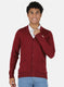 Men Maroon Solid Cardigan