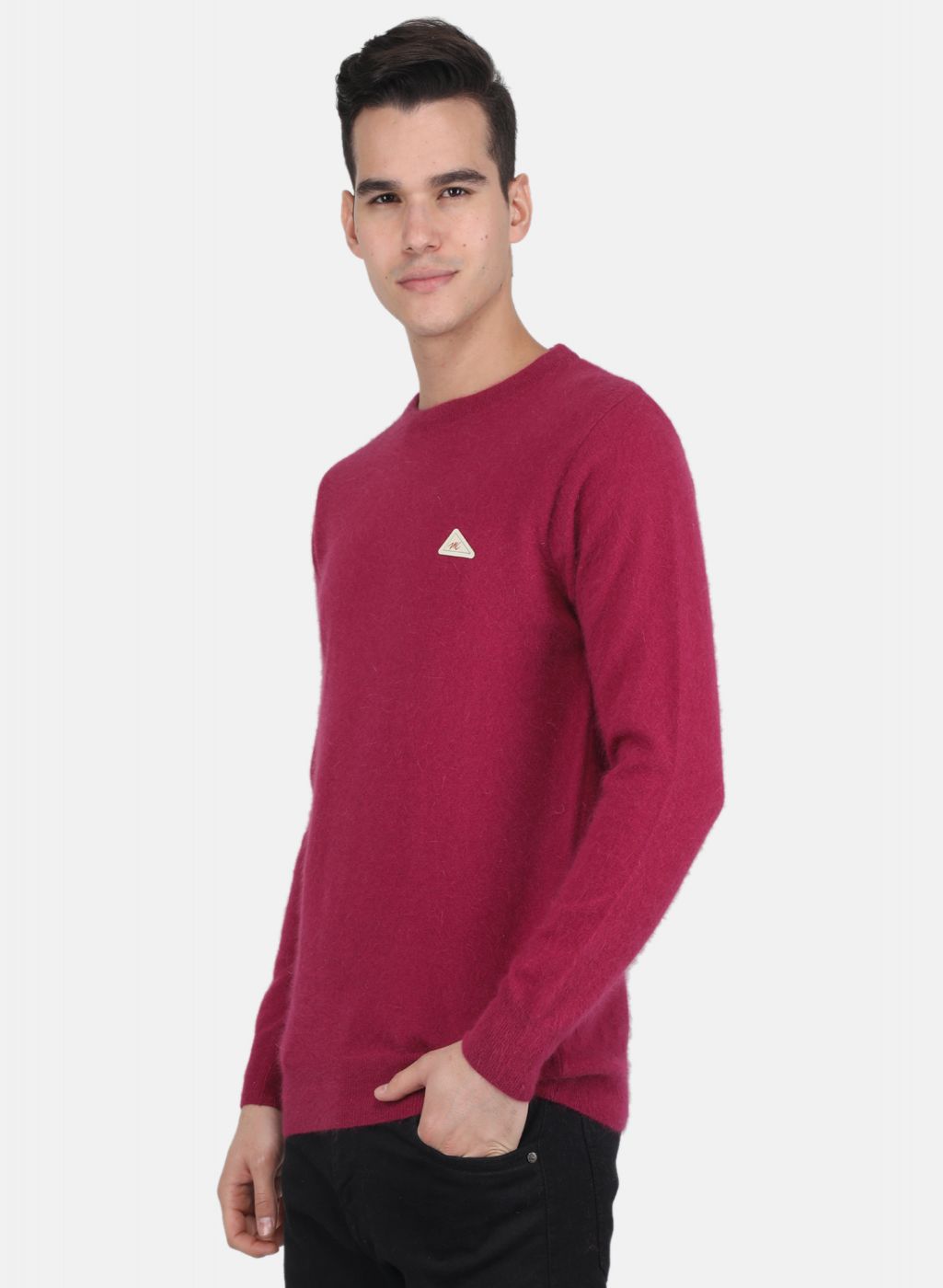 Men Dark Pink Solid Pullover