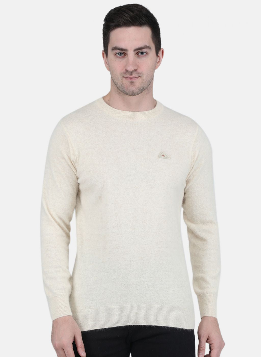 Men Cream Solid Pullover