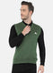 Men Olive Self Design Sweater