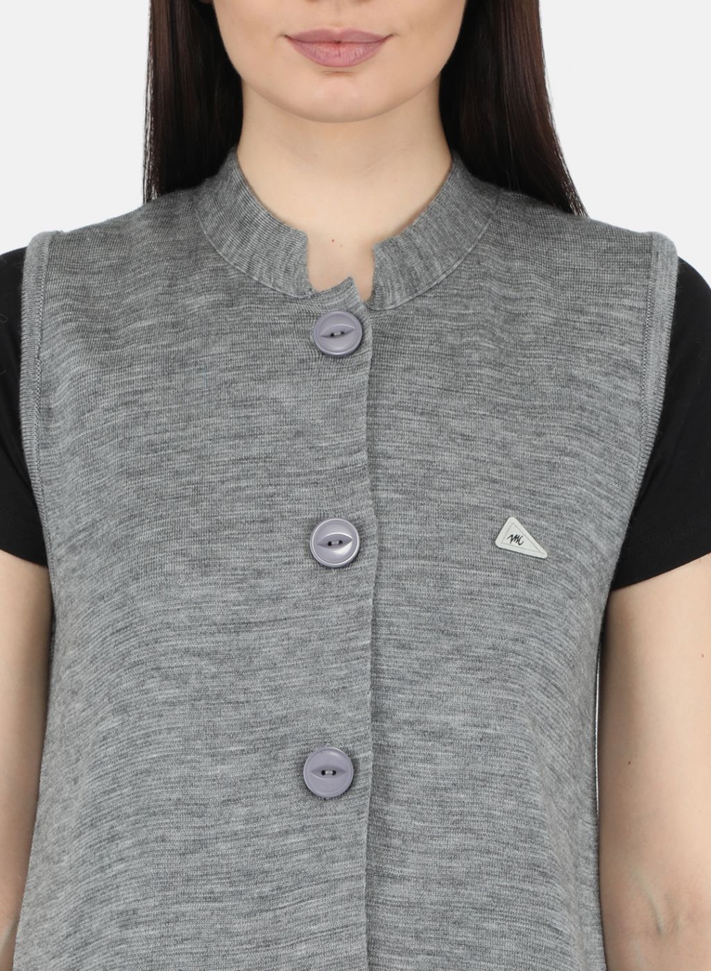 Women Grey Self Design Cardigan