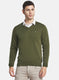 Men Olive Solid Sweater