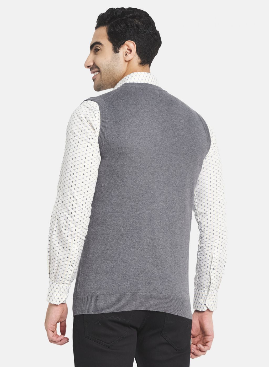 Men Grey Solid Sweater