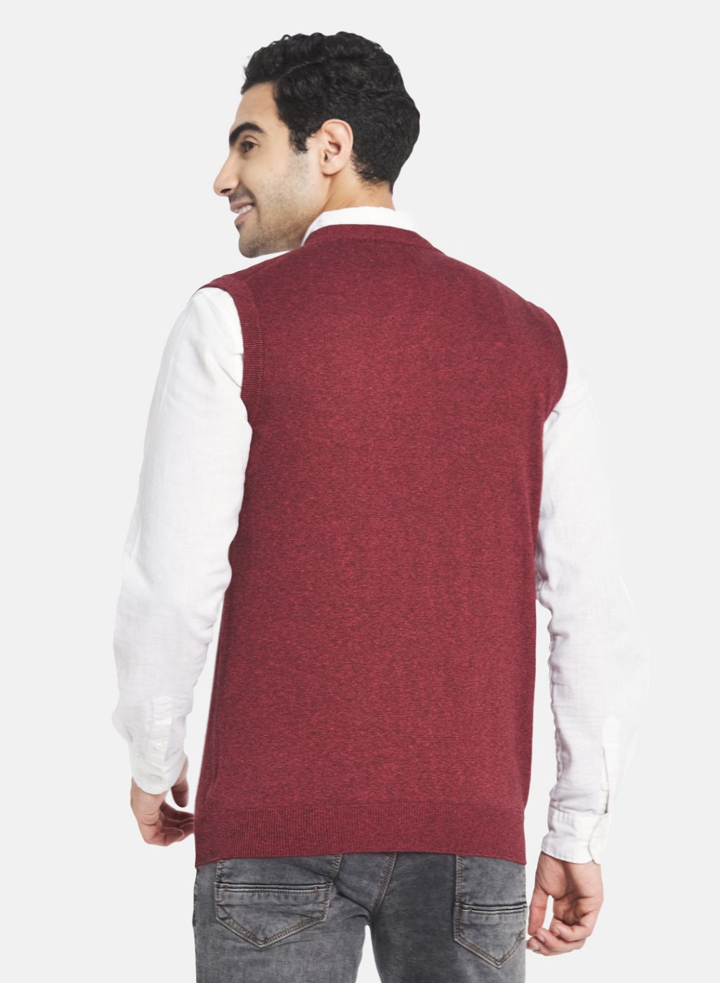 Men Red Solid Sweater