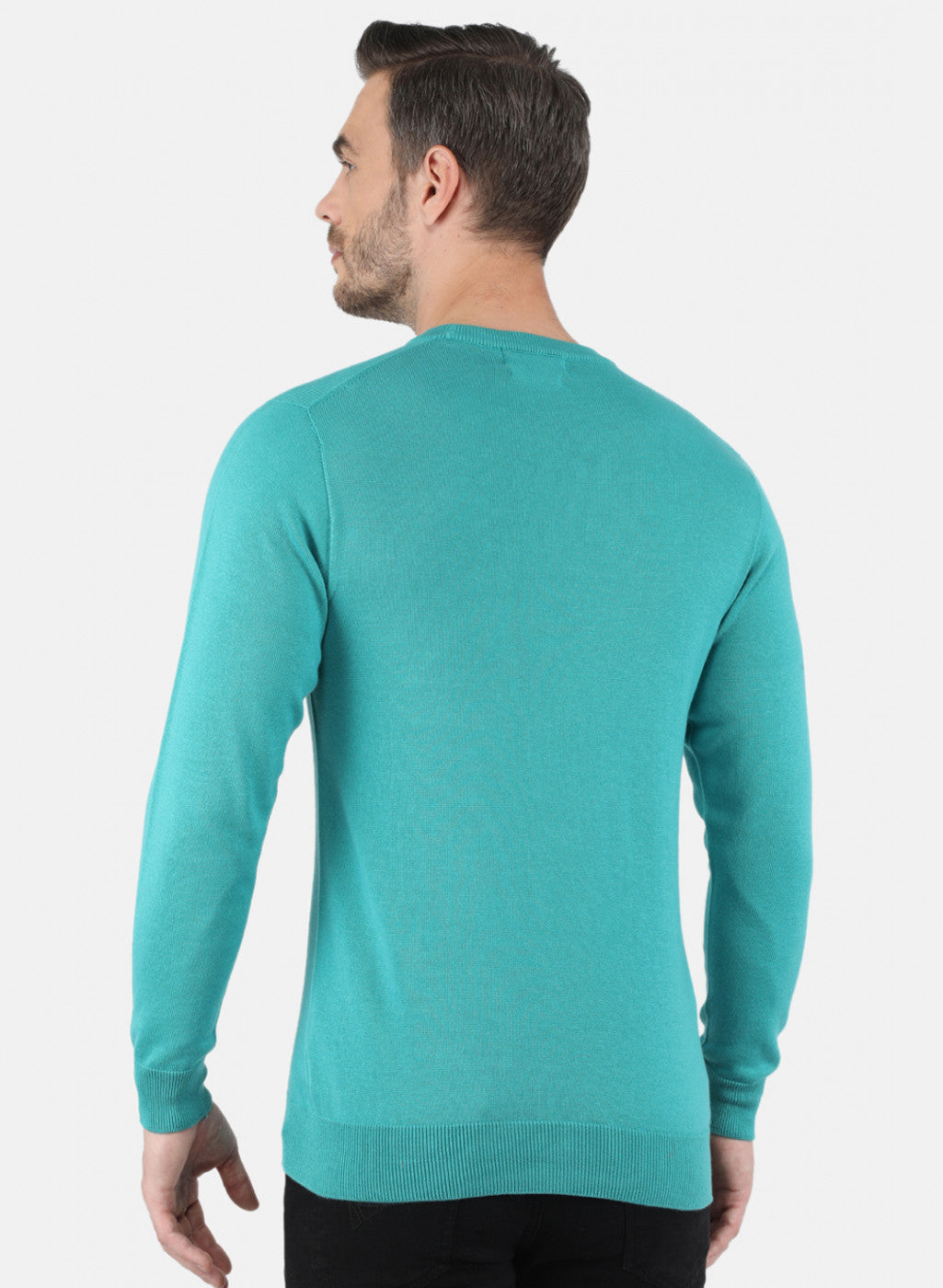 Men Turquoise Blue Solid Pullover