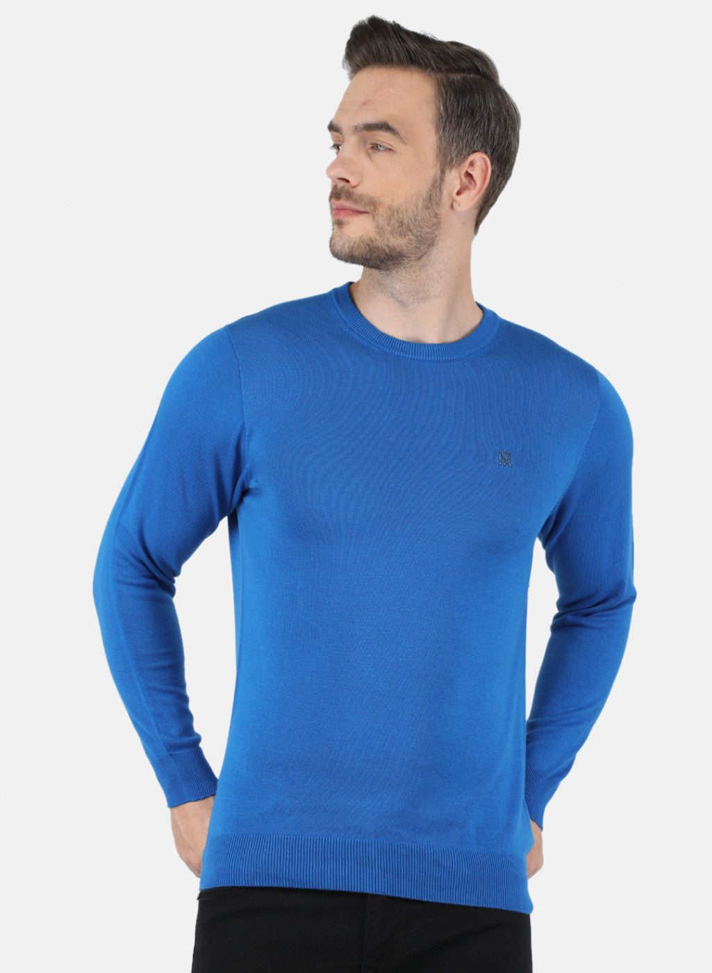 Men Royal Blue Solid Pullover